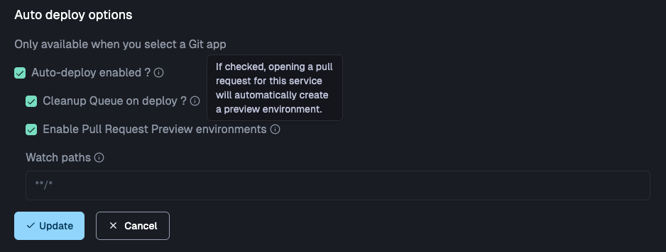 Auto-deploy settings