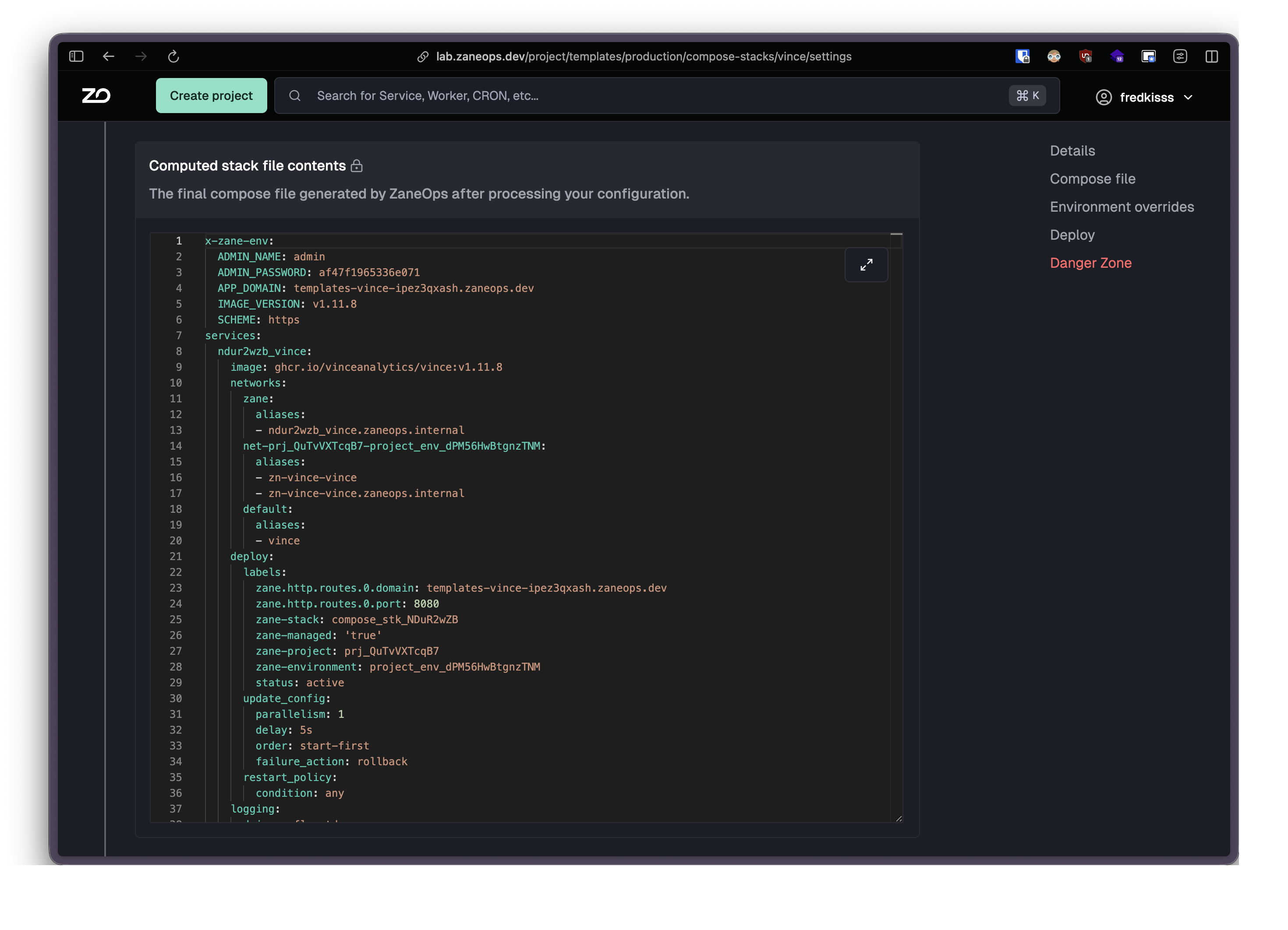 Computed docker compose yaml