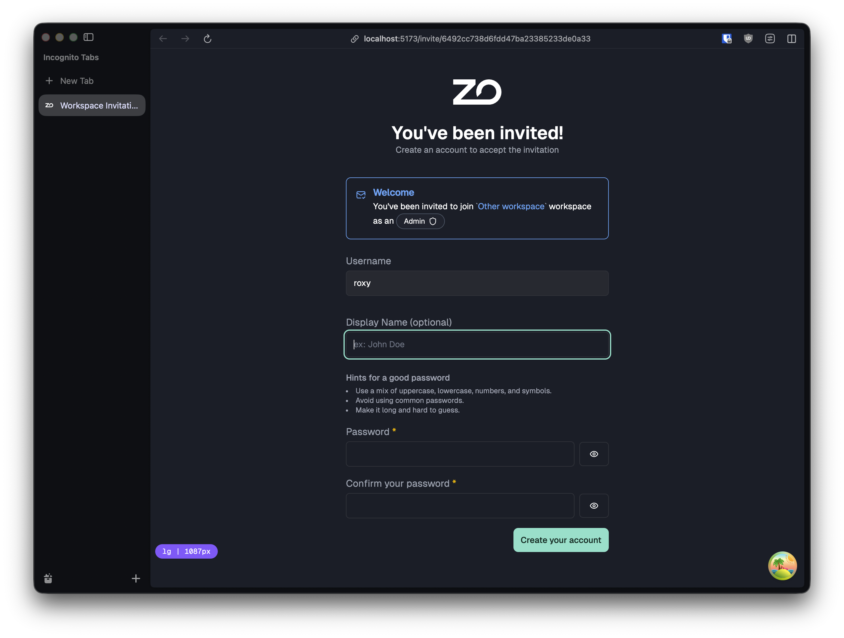 Create New user