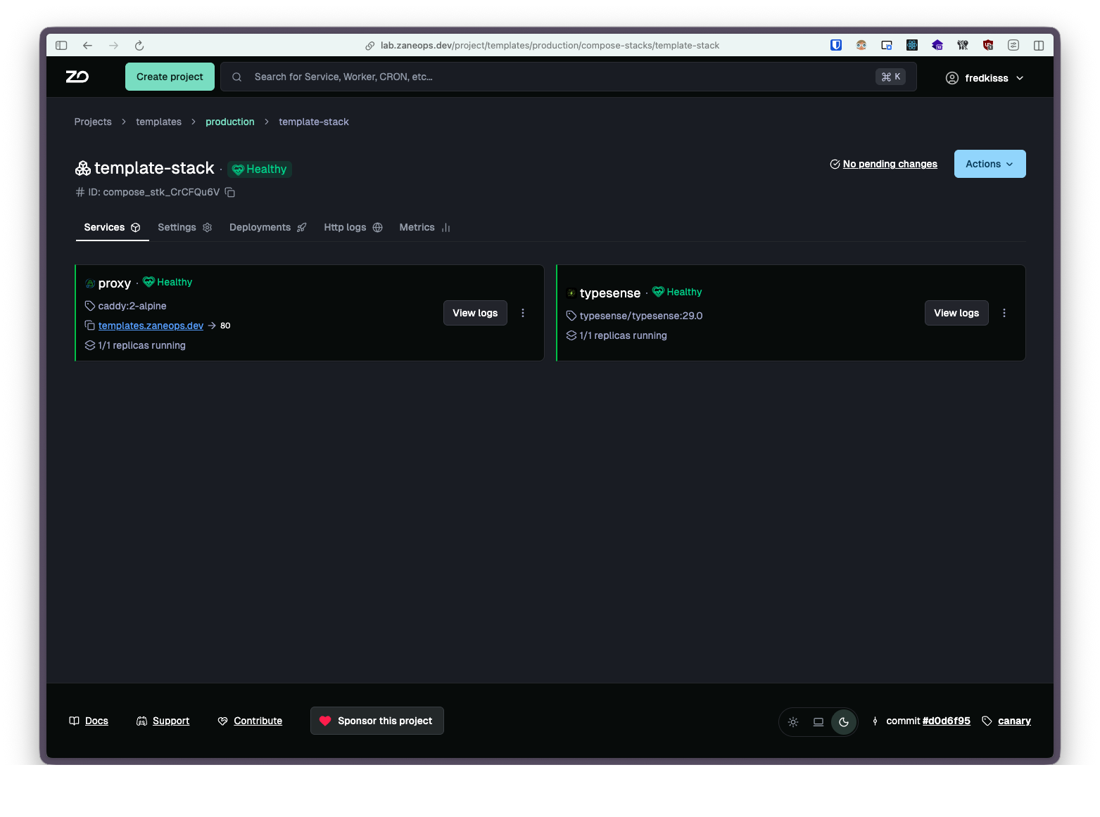 Docker compose service list