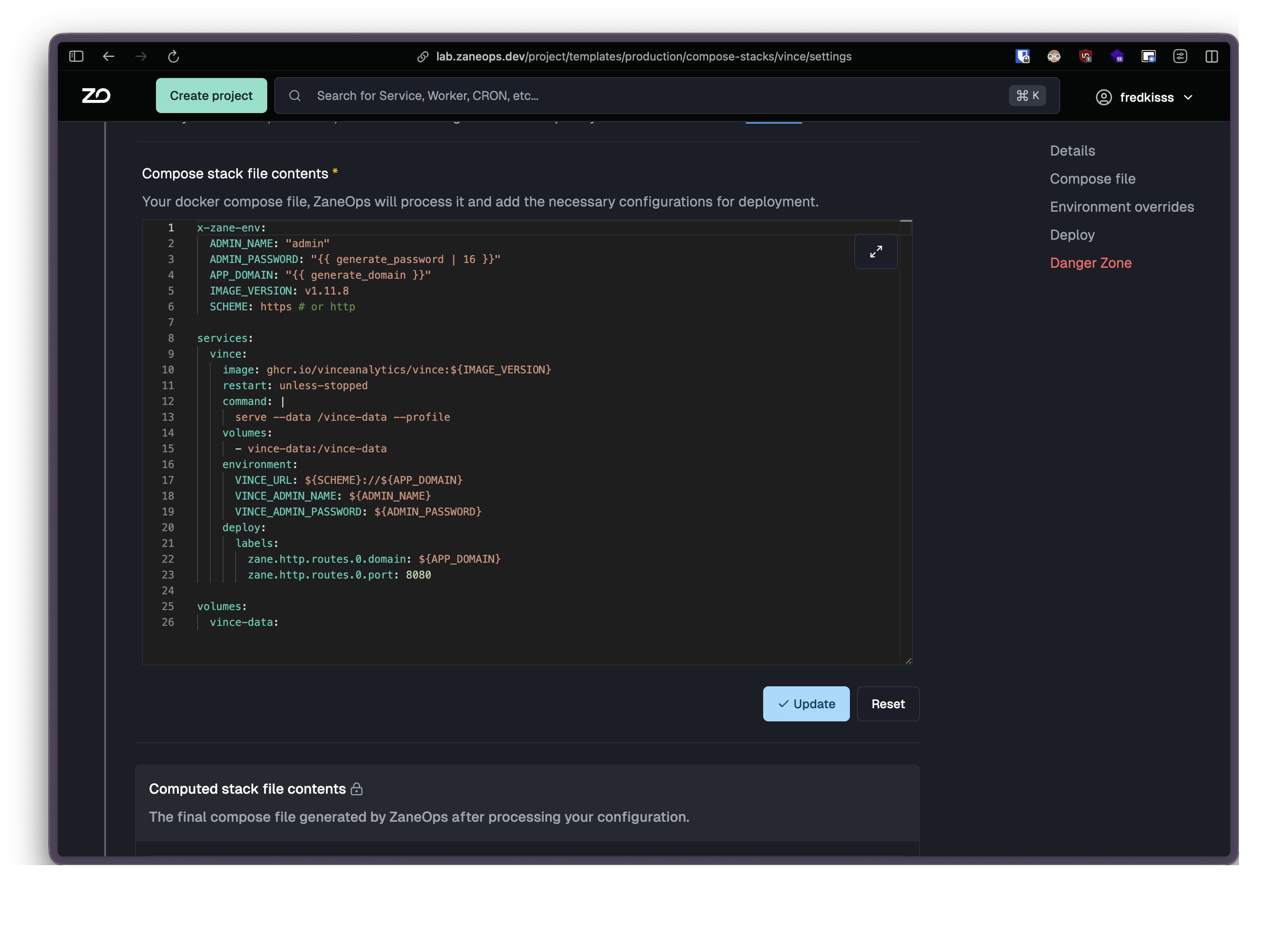 Docker compose yaml input