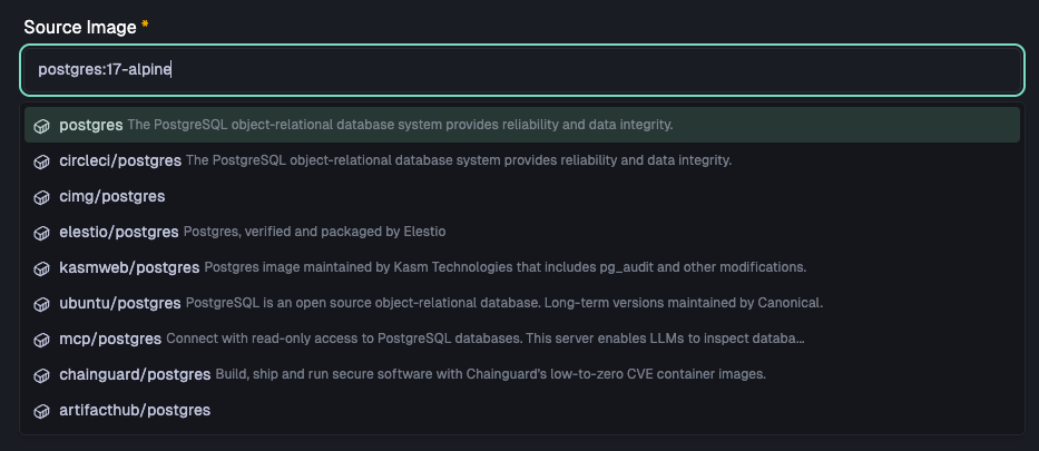 Autocomplete docker images