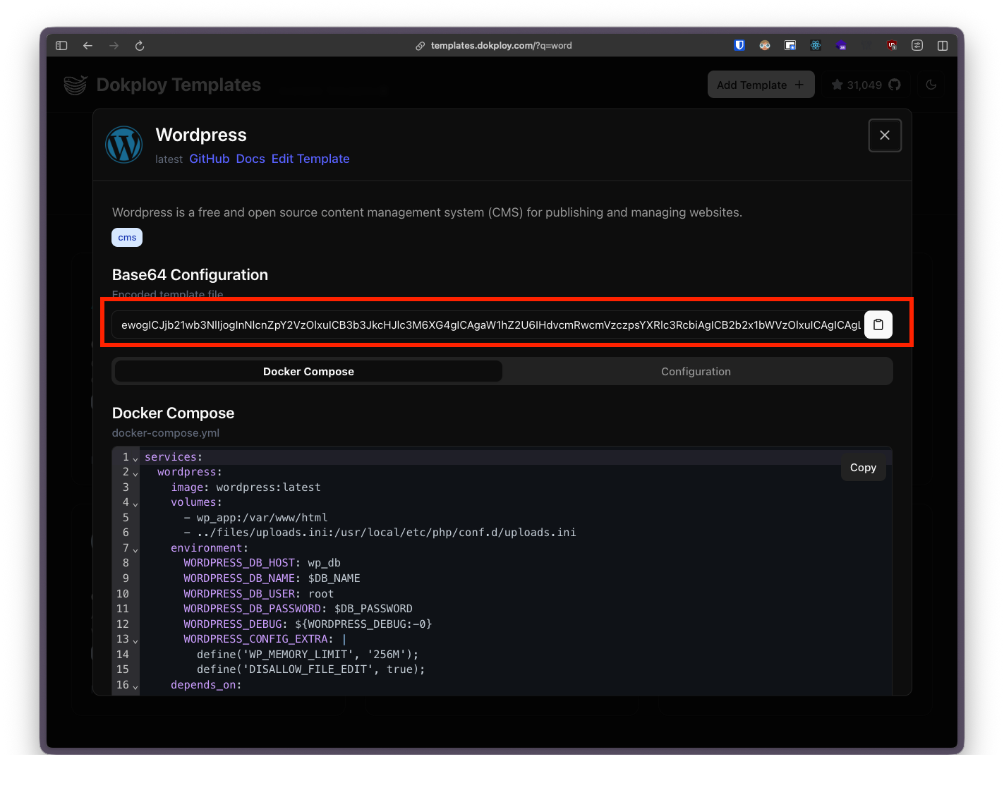 Copy Dokploy base64