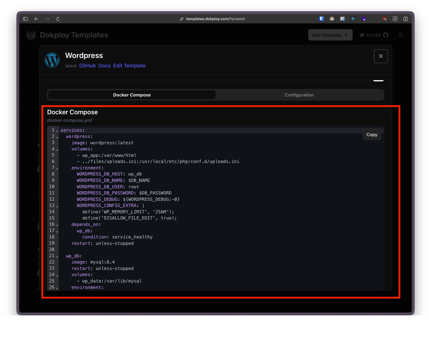 Copy dokploy docker-compose template