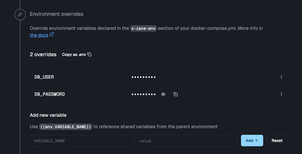 env overrides
