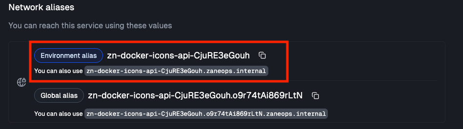 Environment network alias