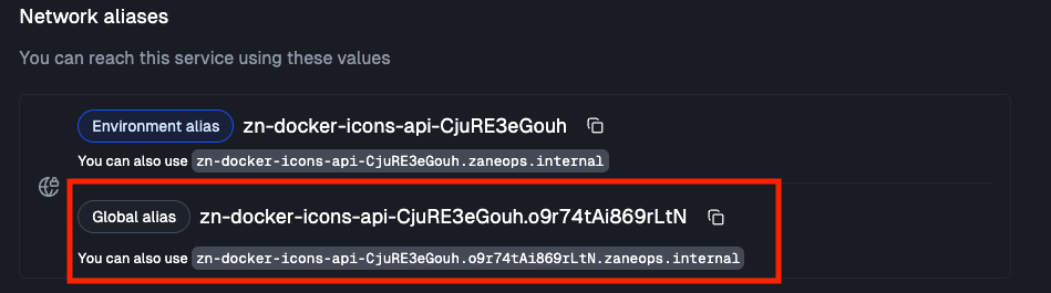 Global network alias