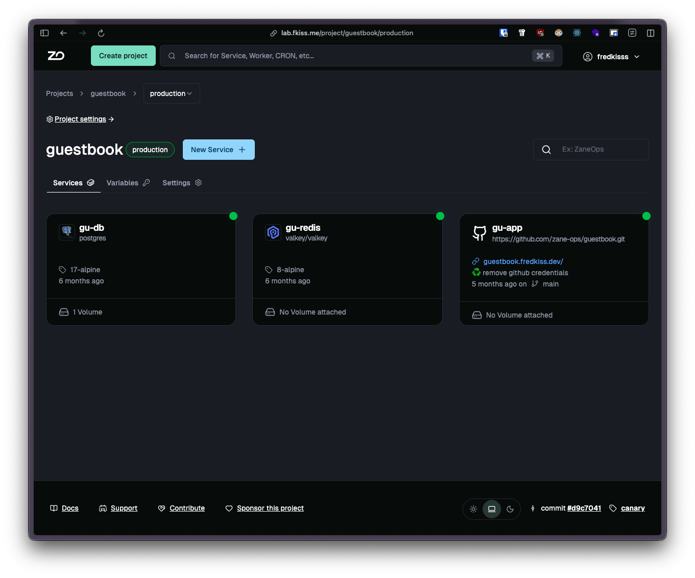 New project detail page