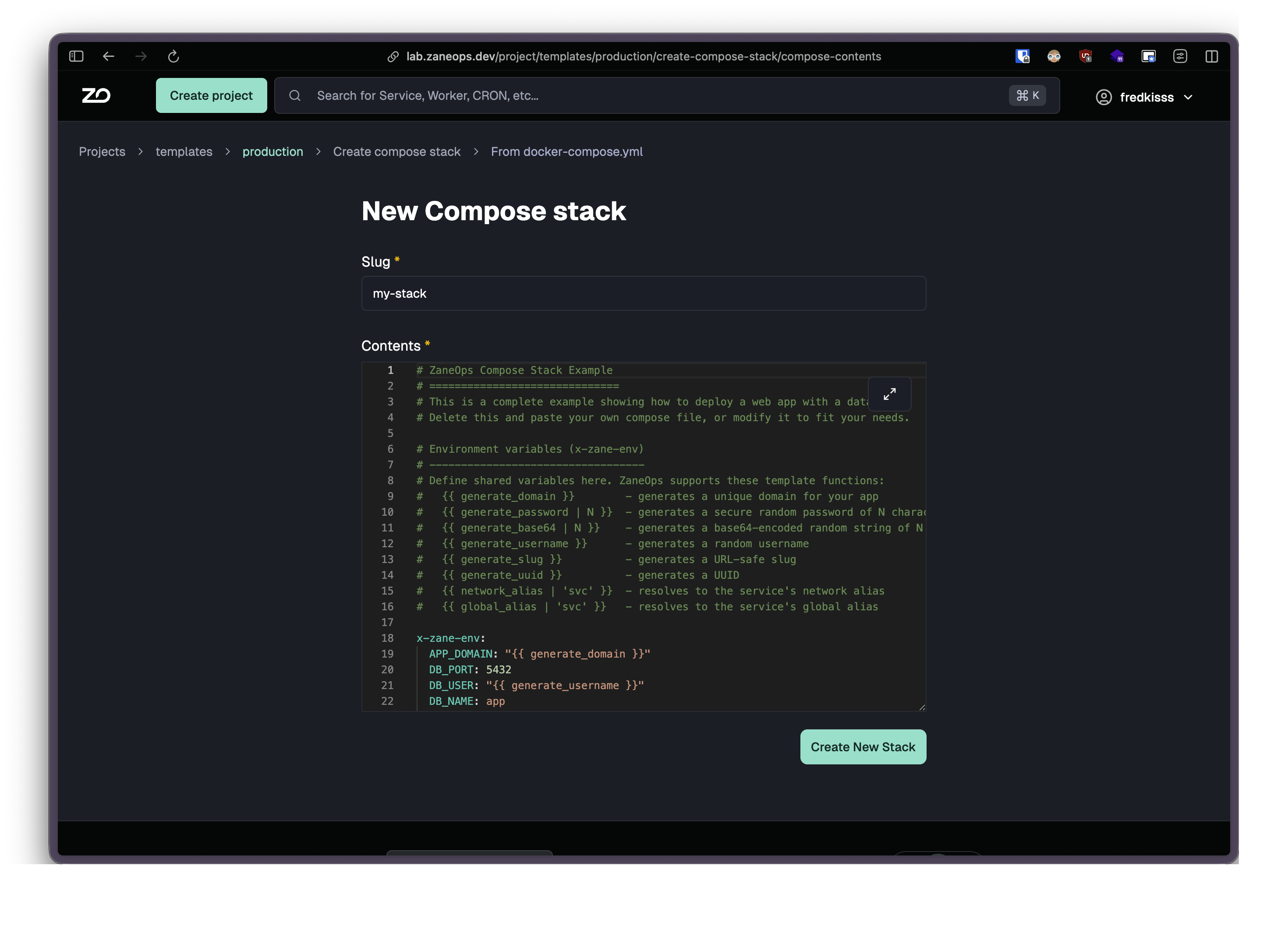 Paste docker-compose.yml