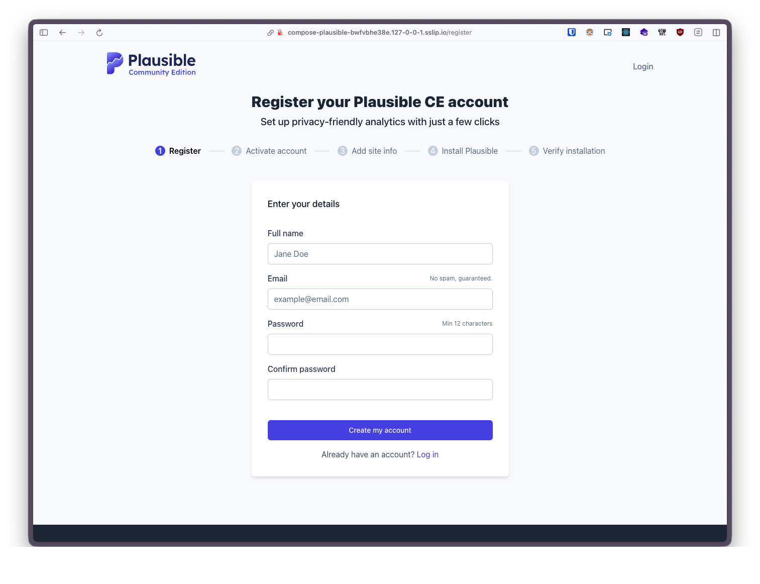 Plausible onboarding