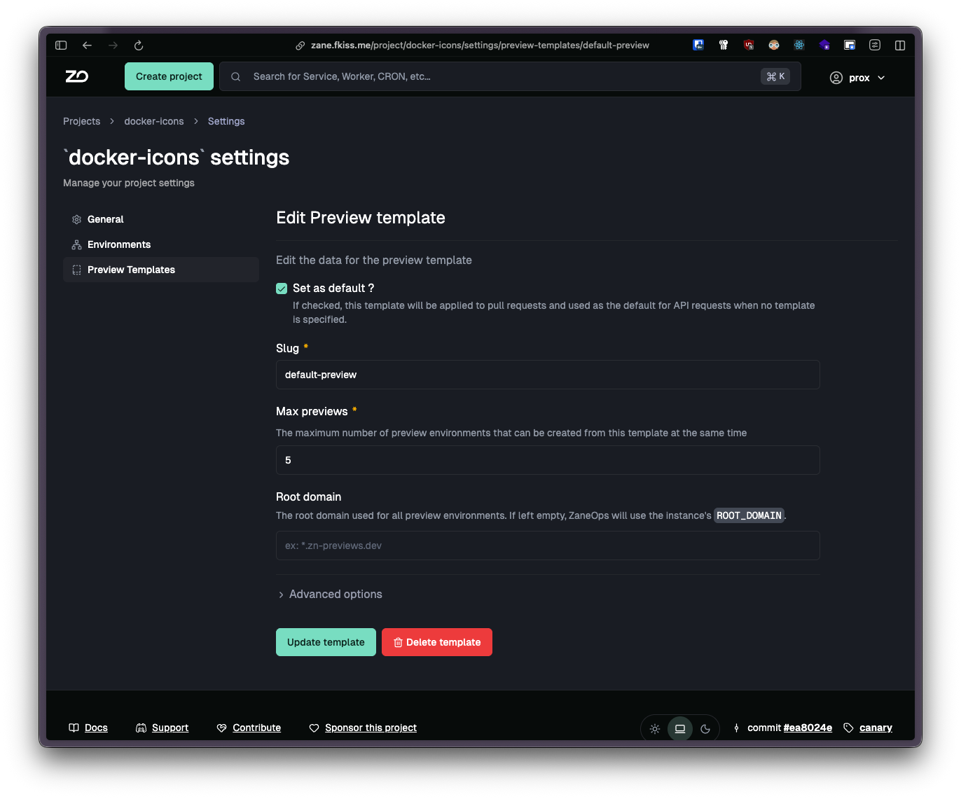 Preview templates