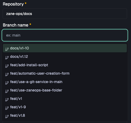 Autocomplete git branches for a repository