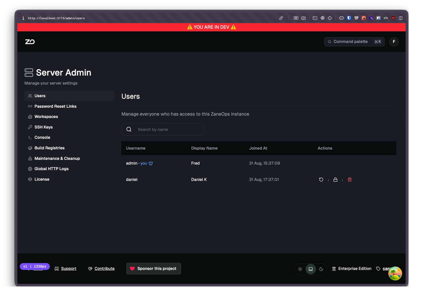 Server admin users