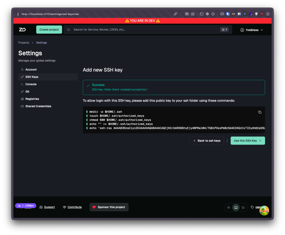 command after creating SSH key