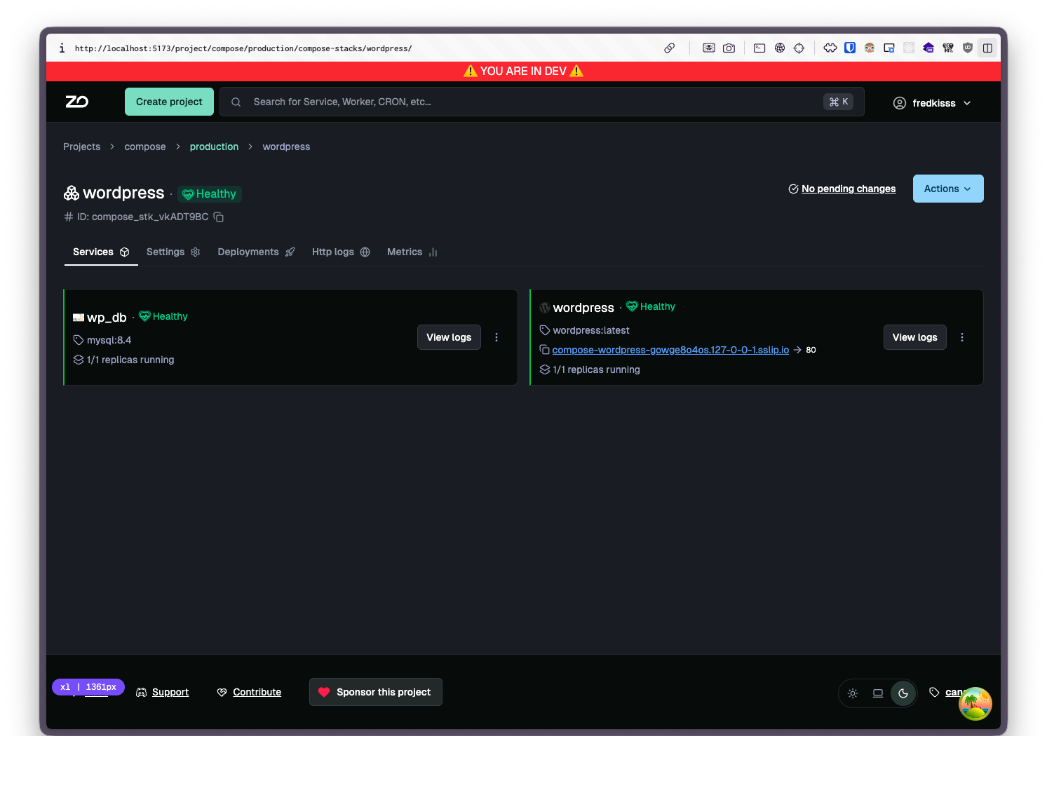 WordPress stack details