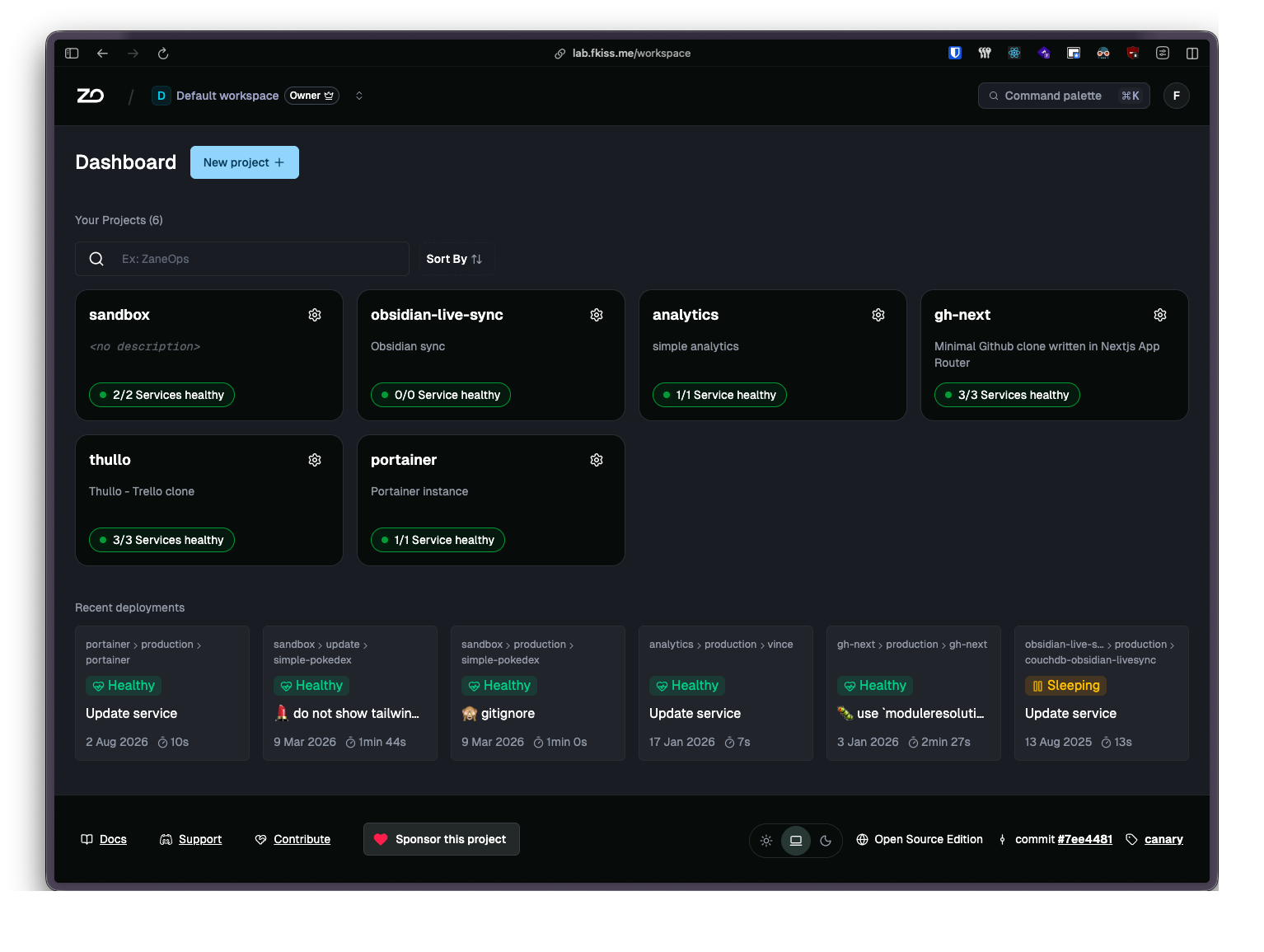 Workspace UI settings